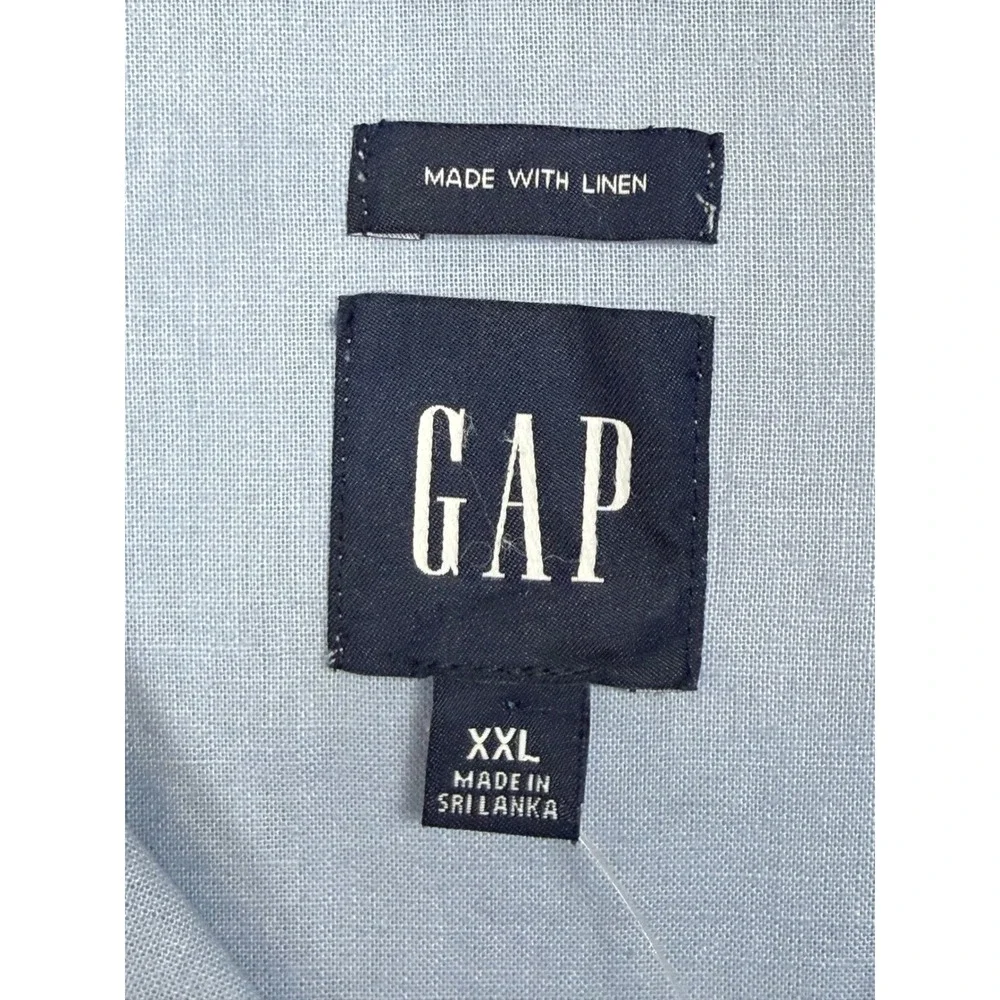 GAP Linen Blend Camp Men's Shirt XXL Blue NWT Button Up Pocket‎ Tropical XXL